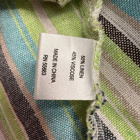 For Cynthia Woman Blue Green Cream Stripe Button Down Shirt Jacket Shacket 1X - Picture 4 of 7